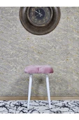 Kare Beyaz Boyalı Konik Ayaklı Tabure - Oturak - Bar Taburesi - Ayaklı Tabure Pembe Renk 33 x 48 Boyut/Ebat thumbnail 3