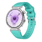 Sneezy Huawei Watch GT6 41mm İle Uyumlu Prism Metal Tokalı Soft Yumuşak Silikon Kordon  Turkuaz thumbnail 1