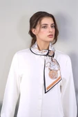 Walkenzo Zincir Desenli Modern Tasarım Kadın Kravat Fular thumbnail 3