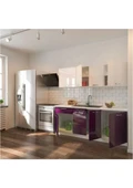 T Designo Selvi Hazır Mutfak Dolabı 200 cm Parlak Mürdüm ve Beyaz Tezgah Dahil thumbnail 1