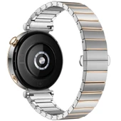 Huawei Watch GT6 41mm İle Uyumlu Renk Detaylı 18mm Paslanmaz Çelik Metal Kordon Kayış  Rosegold - 2