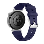 Sneezy Huawei Watch GT6 41mm İle Uyumlu Prism Metal Tokalı Soft Yumuşak Silikon Kordon  Lacivert - 2