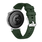 Sneezy Huawei Watch GT6 41mm İle Uyumlu Prism Metal Tokalı Soft Yumuşak Silikon Kordon  Haki - 2