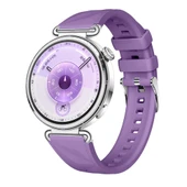 Sneezy Huawei Watch GT6 41mm İle Uyumlu Prism Metal Tokalı Soft Yumuşak Silikon Kordon  Lila thumbnail 1