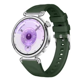Sneezy Huawei Watch GT6 41mm İle Uyumlu Prism Metal Tokalı Soft Yumuşak Silikon Kordon  Haki - 1