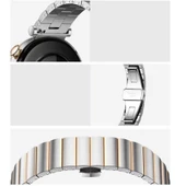 Huawei Watch GT6 41mm İle Uyumlu Renk Detaylı 18mm Paslanmaz Çelik Metal Kordon Kayış  Rosegold - 3