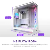NZXT H9 Flow RGB+ 2025 CM-H92FW-P1 Dual-Chamber 7 RGB Fanlı ATX Beyaz Bilgisayar Kasası - 2