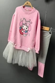 Kuromi Desenli Tütü Detaylı Pembe Renk Kız Çocuk Taytlı Takım - 3