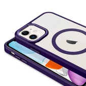 Apple iPhone 11 Kılıf Wireless Şarj Özellikli  Krom M-safe Silikon Kapak thumbnail 3