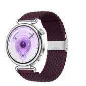 Sneezy Huawei Watch GT6 41mm İle Uyumlu Metal Klips Solo Fiberlink Kumaş Örgü Kordon  Mürdüm thumbnail 1