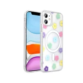 Apple iPhone 11 Kılıf M-Safe Şarj Özellikli Şeffaf  Folk Sert Kapak thumbnail 1