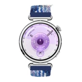 Sneezy Huawei Watch GT6 41mm İle Uyumlu Metal Klips Solo Fiberlink Kumaş Örgü Kordon  Mavi Beyaz - 3