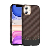 Apple iPhone 11 Kılıf M-safe Şarj Özellikli Karbon Fiber Görünümlü  Gros Kapak thumbnail 1