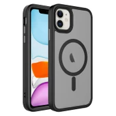 Apple iPhone 11 Kılıf Mat Arka Yüzey Wireless Şarj Özellikli  Flet M-safe Kapak thumbnail 1