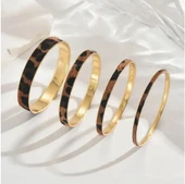 Leopar Desenli 4’lü Altın Kaplama Bijuteri Bileklik Seti – Şık ve Dikkat Çekici Tasarım thumbnail 3