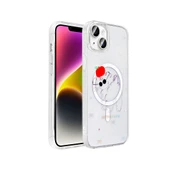 Apple iPhone 13 Kılıf M-Safe Şarj Özellikli Şeffaf  Folk Sert Kapak thumbnail 1