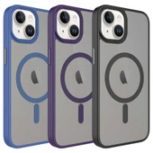 Apple iPhone 14 Plus Kılıf Mat Arka Yüzey Wireless Şarj Özellikli  Flet M-safe Kapak thumbnail 3