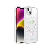 Apple iPhone 13 Kılıf M-Safe Şarj Özellikli Şeffaf  Folk Sert Kapak thumbnail 1