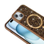 Apple iPhone 13 Kılıf Pırlanta Tasarımlı M-safe Şarj Özellikli  Mozaik Silikon Kapak thumbnail 6