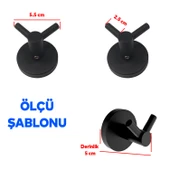 Siyah İkili Askılık Vidalı Paslanmaz Metal Duvar Askısı Banyo ve Mutfak İçin Modern Tasarım - 2