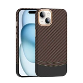 Apple iPhone 13 Kılıf M-safe Şarj Özellikli Karbon Fiber Görünümlü  Gros Kapak thumbnail 1