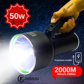 EVERTON RT-698 Şarjlı LED Projektör Fener - 50W Güç, 2000M Menzil ve Powerbank Özelliği - 1