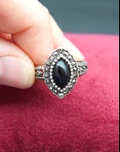 925 Ayar Kadın Gümüş Oltu Taşı Yüzük sy00040 thumbnail 2