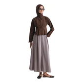 Kadın Düğme Detaylı Kloş Etek 25YT113 - 7