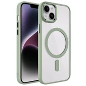 Apple iPhone 14 Kılıf Wireless Şarj Özellikli  Krom M-safe Silikon Kapak thumbnail 1