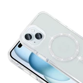 Apple iPhone 15 Plus Kılıf Taşlı Tasarım M-safe Şarj Özellikli  Koment Silikon Kapak thumbnail 3