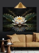 Beyaz Lotus Çiçeği Sanatı Dekoratif Kanvas - Mdf Ahşap Tablo - 2