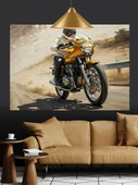 Hızlı Motorsiklet Yol Hızı Dekoratif Kanvas - Mdf Ahşap Tablo - 3