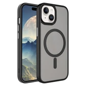 Apple iPhone 15 Plus Kılıf Mat Arka Yüzey Wireless Şarj Özellikli  Flet M-safe Kapak thumbnail 2