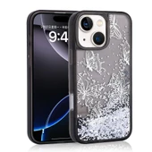 Apple iPhone 15 Kılıf Sıvılı Simli Kelebek Baskılı Şeffaf Arka Yüzey  Glis Silikon Kapak thumbnail 1