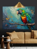 Canlı Renkli Papağan Dekoratif Kanvas - Mdf Ahşap Tablo - 3