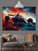 Hızlı Formula Yarış Arabası Dekoratif Kanvas - Mdf Ahşap Tablo - 3