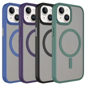 Apple iPhone 15 Plus Kılıf Mat Arka Yüzey Wireless Şarj Özellikli  Flet M-safe Kapak thumbnail 3