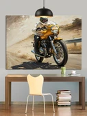 Hızlı Motorsiklet Yol Hızı Dekoratif Kanvas - Mdf Ahşap Tablo - 1
