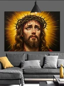İsa Mesih Yüz Portresi Dekoratif Kanvas - Mdf Ahşap Tablo - 2