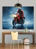 Kırmızı Motorsiklet Yol Hızı Dekoratif Kanvas - Mdf Ahşap Tablo - 1