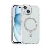 Apple iPhone 15 Kılıf Taşlı Tasarım M-safe Şarj Özellikli  Koment Silikon Kapak thumbnail 1