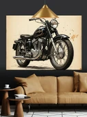 Klasik Motorsiklet Eski Model Dekoratif Kanvas - Mdf Ahşap Tablo - 1