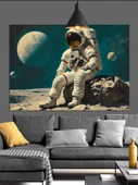 Astronot Uzayda Ay Manzarası Dekoratif Kanvas - Mdf Ahşap Tablo - 3