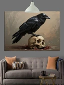 Karga ve Kafatası  Dekoratif Kanvas - Mdf Ahşap Tablo - 3