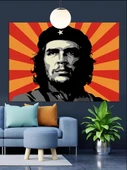 Che Guevara Siyah Kırmızı Dekoratif Kanvas - Mdf Ahşap Tablo - 2
