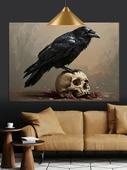 Karga ve Kafatası  Dekoratif Kanvas - Mdf Ahşap Tablo - 1