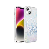 Apple iPhone 15 Plus Kılıf M-Safe Şarj Özellikli Şeffaf  Folk Sert Kapak thumbnail 1