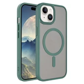 Apple iPhone 15 Plus Kılıf Mat Arka Yüzey Wireless Şarj Özellikli  Flet M-safe Kapak thumbnail 1