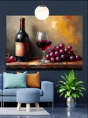Şarap Peynir Üzüm Tabağı Dekoratif Kanvas - Mdf Ahşap Tablo - 1