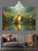Küçük Sarı Ördek Yavrusu Dekoratif Kanvas - Mdf Ahşap Tablo - 1